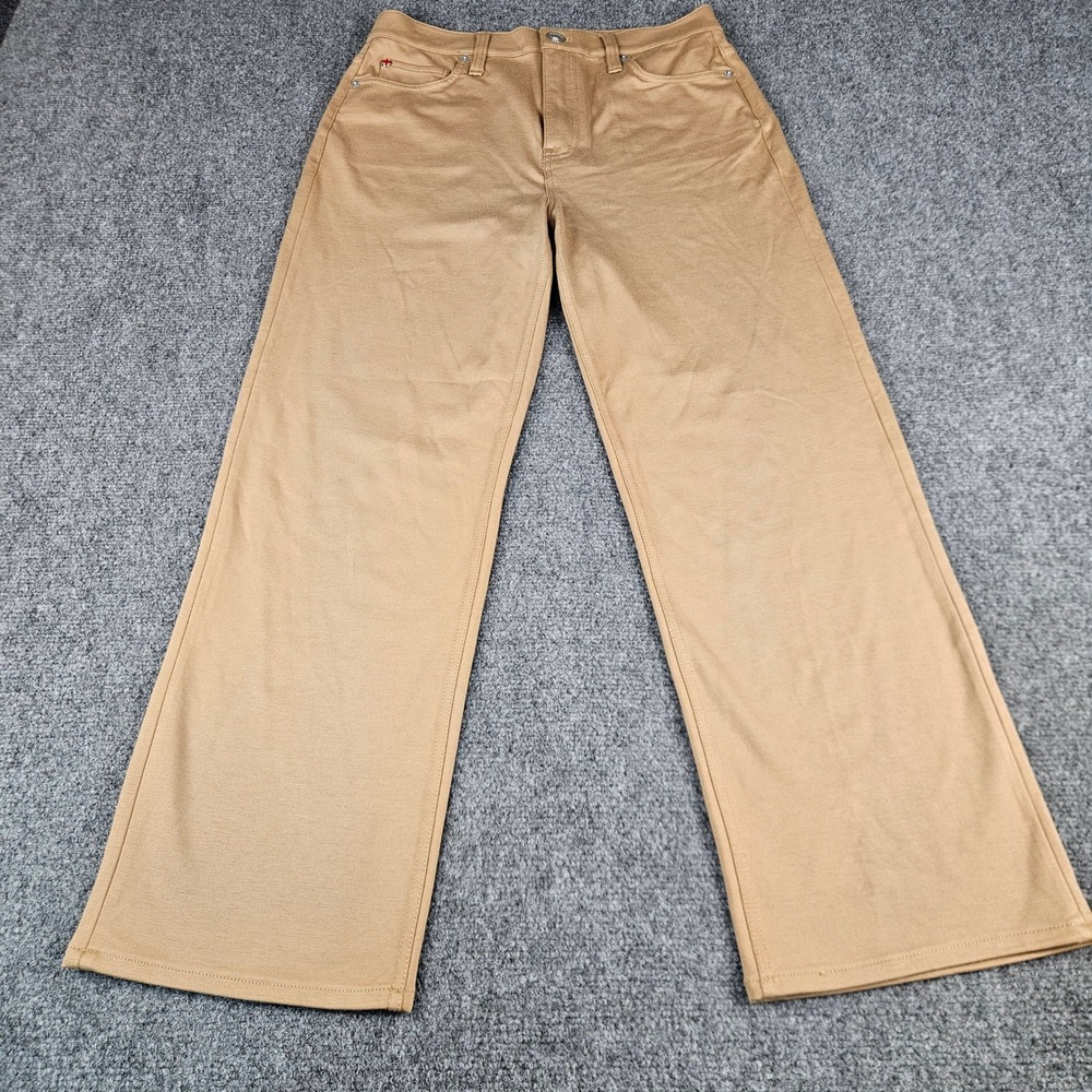 Hudson Noa Mid Rise Straight Crop Pants Tan Khaki Stretch Ponte Size‎ 29